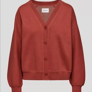 Aritzia Wilfred Free Free Fleece V-Neck Cardigan in Rich Copper